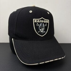 Vintage 90s Oakland Las Vegas Raiders Strapback Hat Cap Black NFL Football